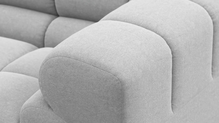 SUPERIOR COMFORT | Designed with the easy-going, informal ethos of the 1970s in mind, the Tufted modules are generously proportioned, coming together in a bench-like base with barely-there connections, allowing plenty of room for you to lean back and curl up in comfort.
