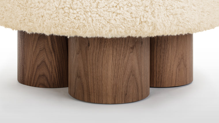 Luxe Materials | The Lana Chair is all about paying homage to great quality materials. Upholstered in luxuriously soft vegan fur, this chair’s materiality is its key characteristic. Its tactile fabric and warm walnut plinth base brings texture and depth to interior spaces as well as a snug spot to sit in.
