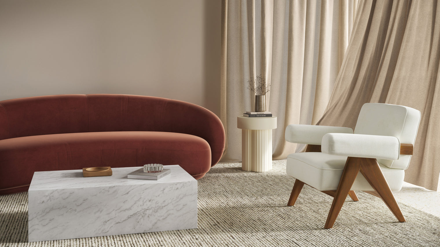 Plinth - Plinth Coffee Table, White Marble