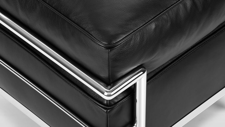 Luxurious Leather | Crafted from premium leather, the Corbusier Ottoman exudes an air of opulence. The leather's supple texture not only feels heavenly to the touch but also ages beautifully, developing a rich patina over time that tells the story of its use.
