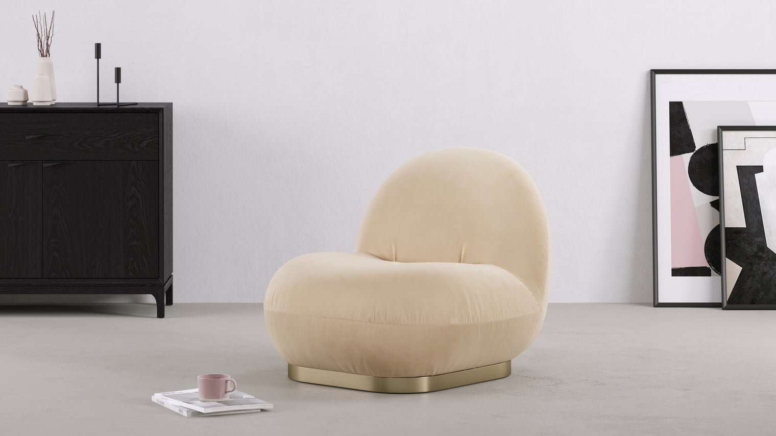 Paulin - The Paulin Lounge Chair, Ecru Velvet