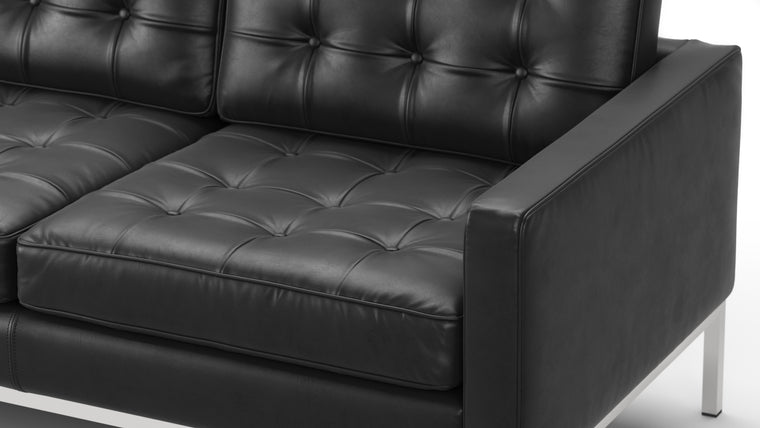 Florence - Florence Three Seater Sofa, Midnight Black Premium Leather
