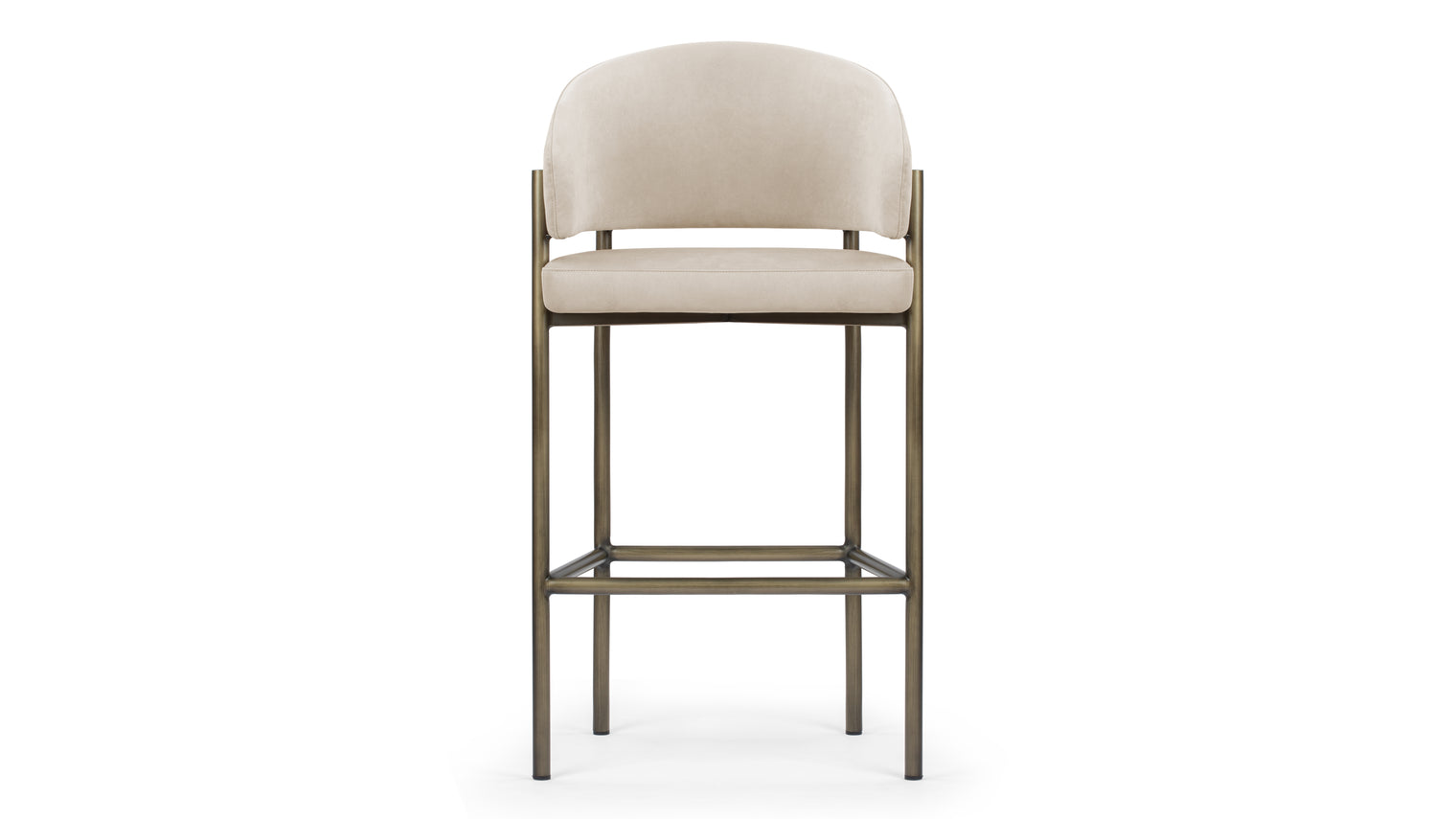 Esme - Esme Counter Stool, Latte Vegan Suede and Brushed Brass