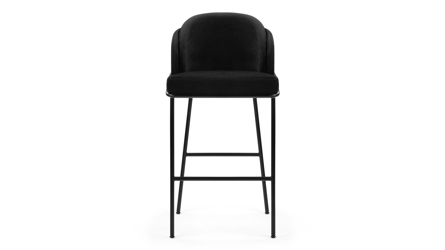 Aben - Aben Bar Stool, Black Plush Velvet