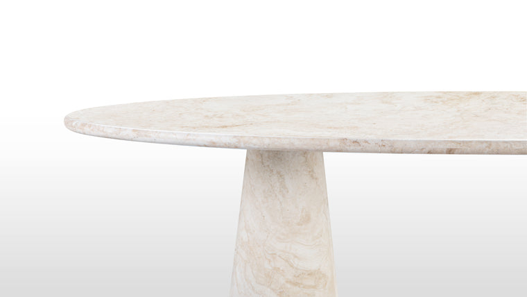 Sculpted Harmony | The tapered pedestals enhance the table's visual harmony, introducing a fluid and sculptural elegance that complements its overall aesthetic. Every detail contributes to an atmosphere that transcends ordinary dining experiences, celebrating the fine craftsmanship and attention to detail.
