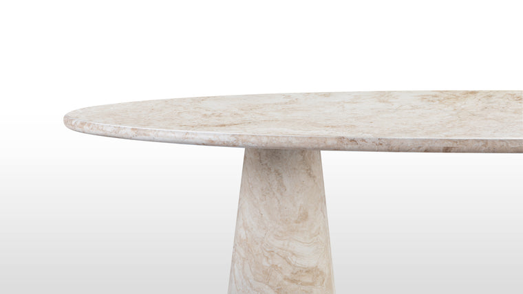 Sculpted Harmony | The tapered pedestals enhance the table's visual harmony, introducing a fluid and sculptural elegance that complements its overall aesthetic. Every detail contributes to an atmosphere that transcends ordinary dining experiences, celebrating the fine craftsmanship and attention to detail.
