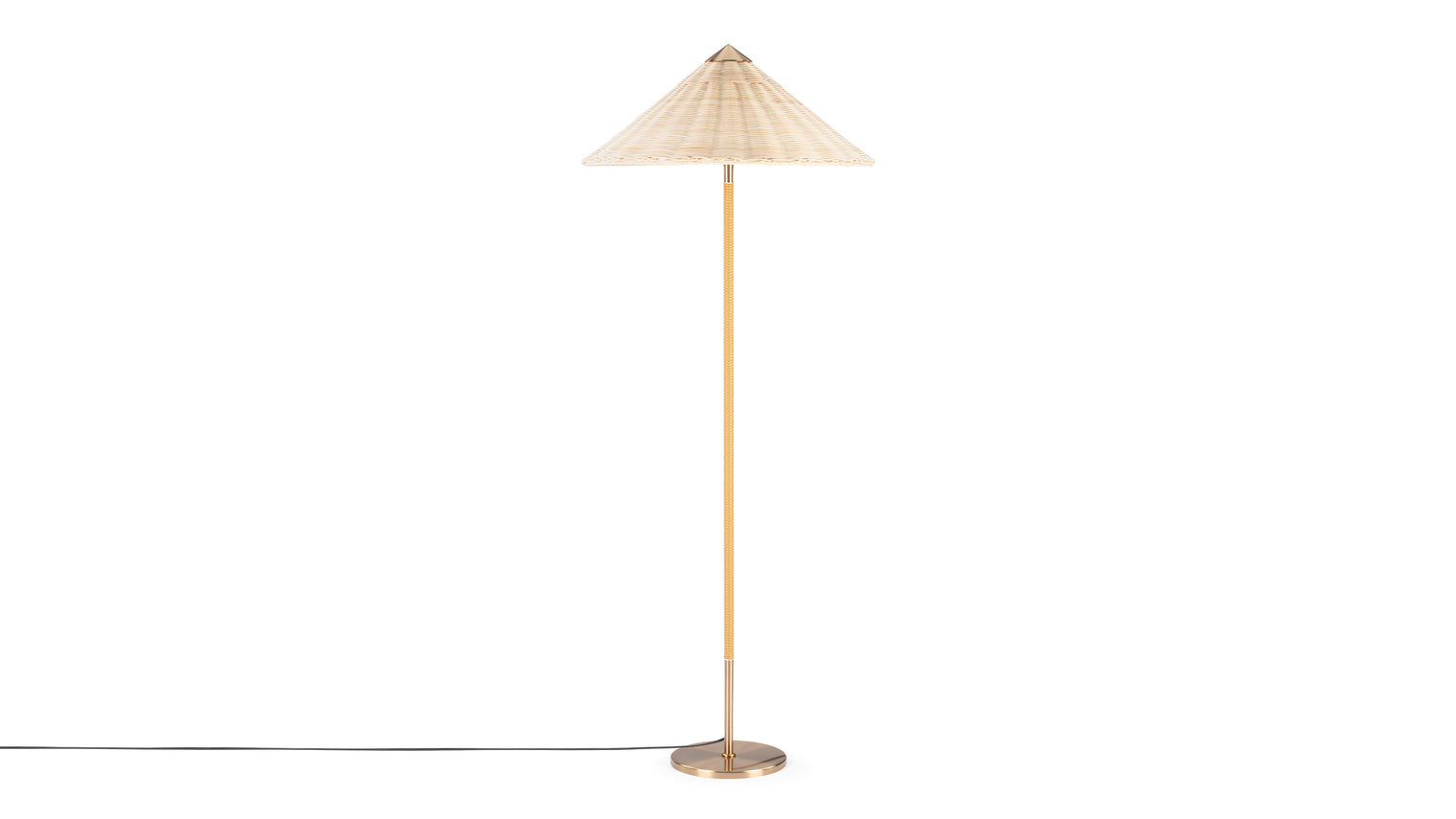 Etta - Etta Floor Lamp, Natural Rattan and Brass