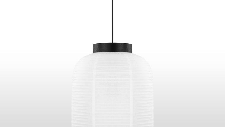 A Modern Take on Traditional Craftsmanship | With its authentic and enduring charm, the pendant light showcases a delicate shade crafted from rice paper; a material commonly used in traditional Asian lanterns. A material commonly used in traditional Asian lanterns, the rice paper allows for a soft and diffused glow when illuminated, creating a warm and inviting atmosphere suitable for various settings.
