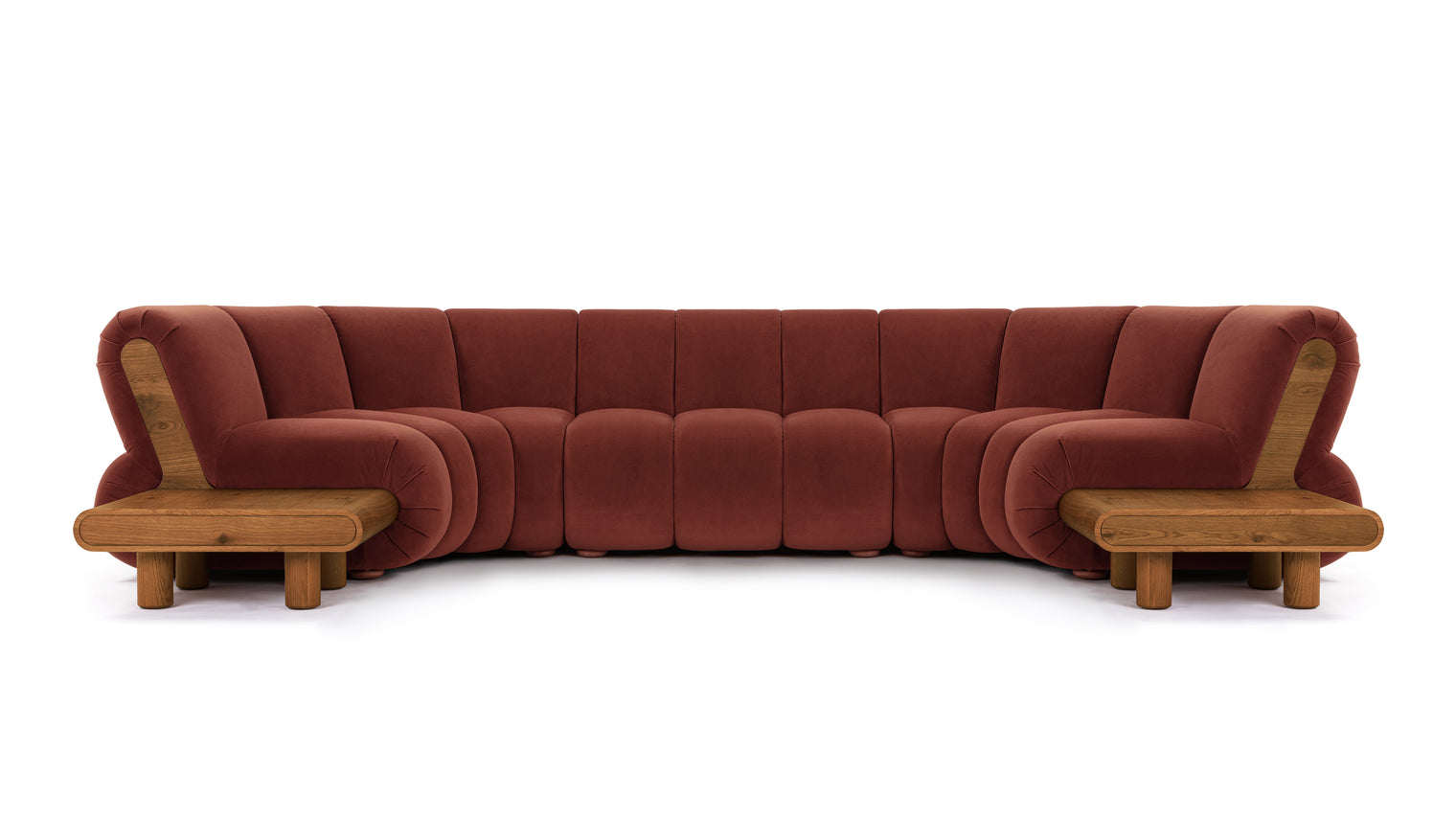 River - River Sectional, Six Seater, Russet Plush Velvet