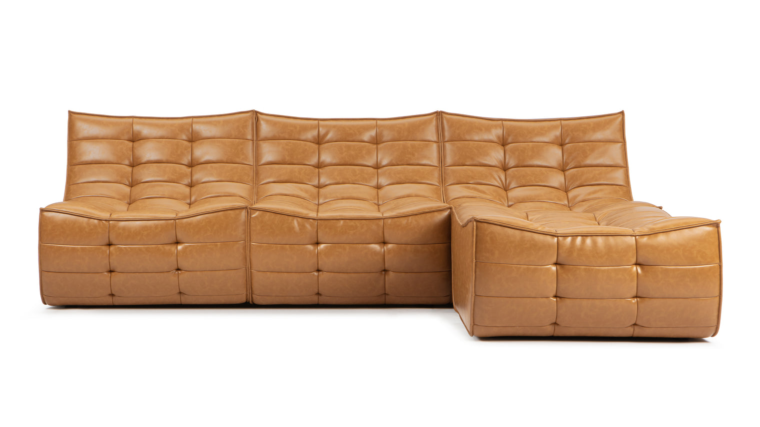 Tyge - Tyge Sectional, Right Chaise, Bourbon Vegan Leather