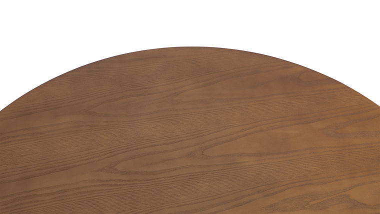 QUALITY CRAFTSMANSHIP | Made from hardwood in a coated walnut finish, this beautiful contemporary table features a circular top, refined by its bevelled edge, and heavy pedestal base which is visually softened by reeding.
