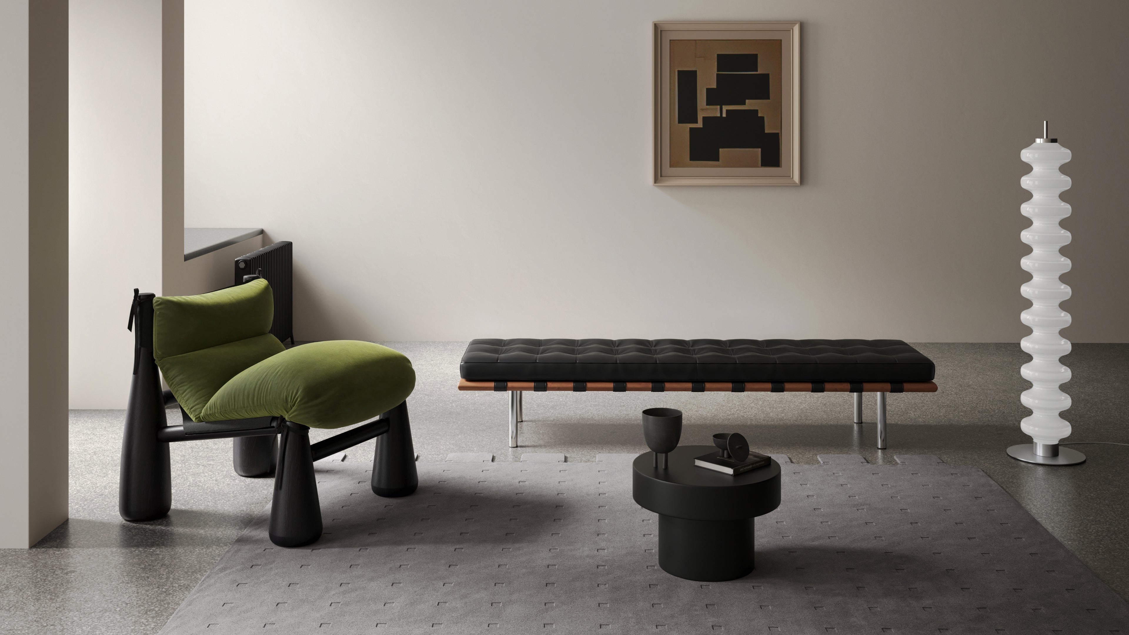 Manhattan Three Seater Bench, Black Premium Leather | Interior Icons