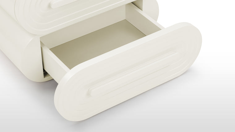 Dynamic Drawers | Each of the three oval-shaped drawers can swivel independently, allowing you to create a variety of arrangements. Align the drawers for a sleek, unified look, or twist them for a dynamic, spiraling effect that adds movement and energy to your space.
