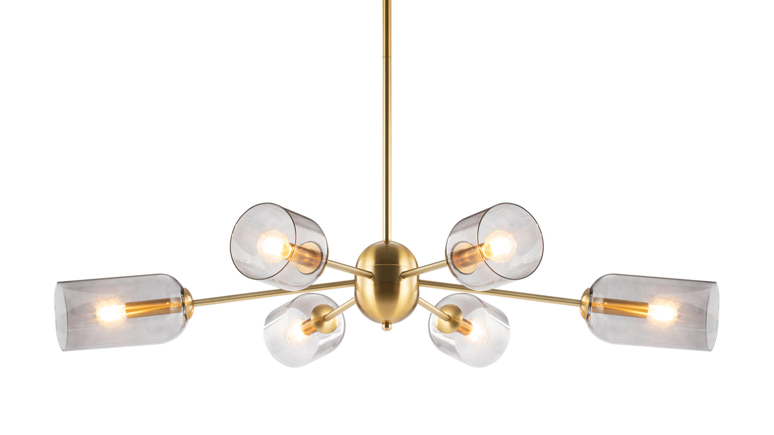 Grace - Grace Chandelier, Brass and Smoked Glass