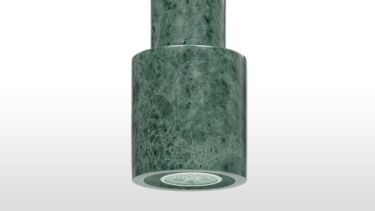 Luxurious Materials | Crafted with a brass ceiling mount and a solid green marble body, the Berlin Pendant Light exemplifies premium craftsmanship. The addition of a black cord complements its luxurious materials, ensuring both durability and style.
