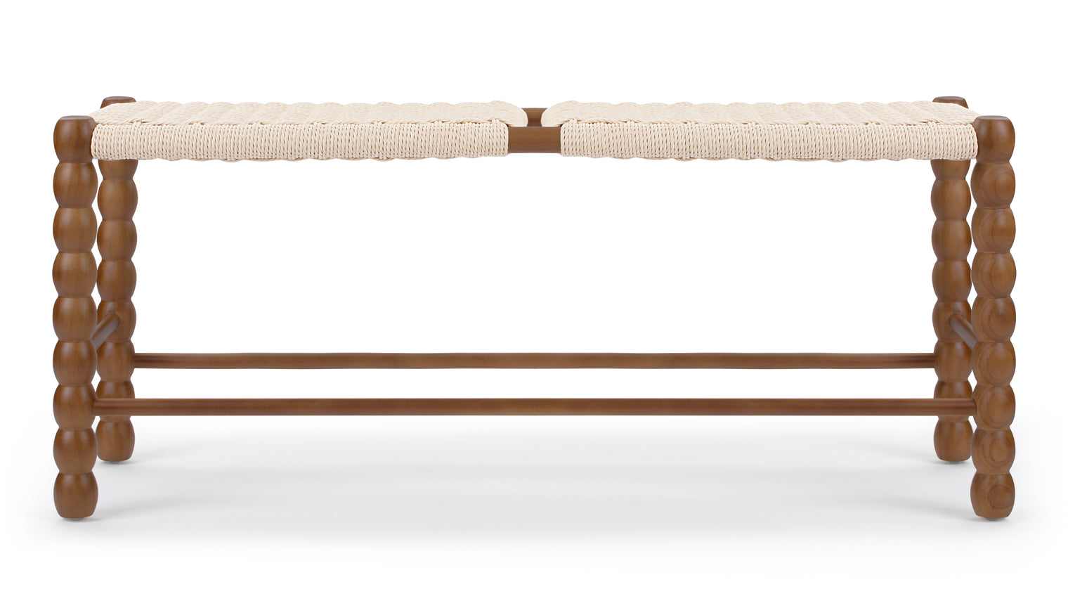 Emerson - Emerson Bobbin Bench, Natural Cord and Walnut