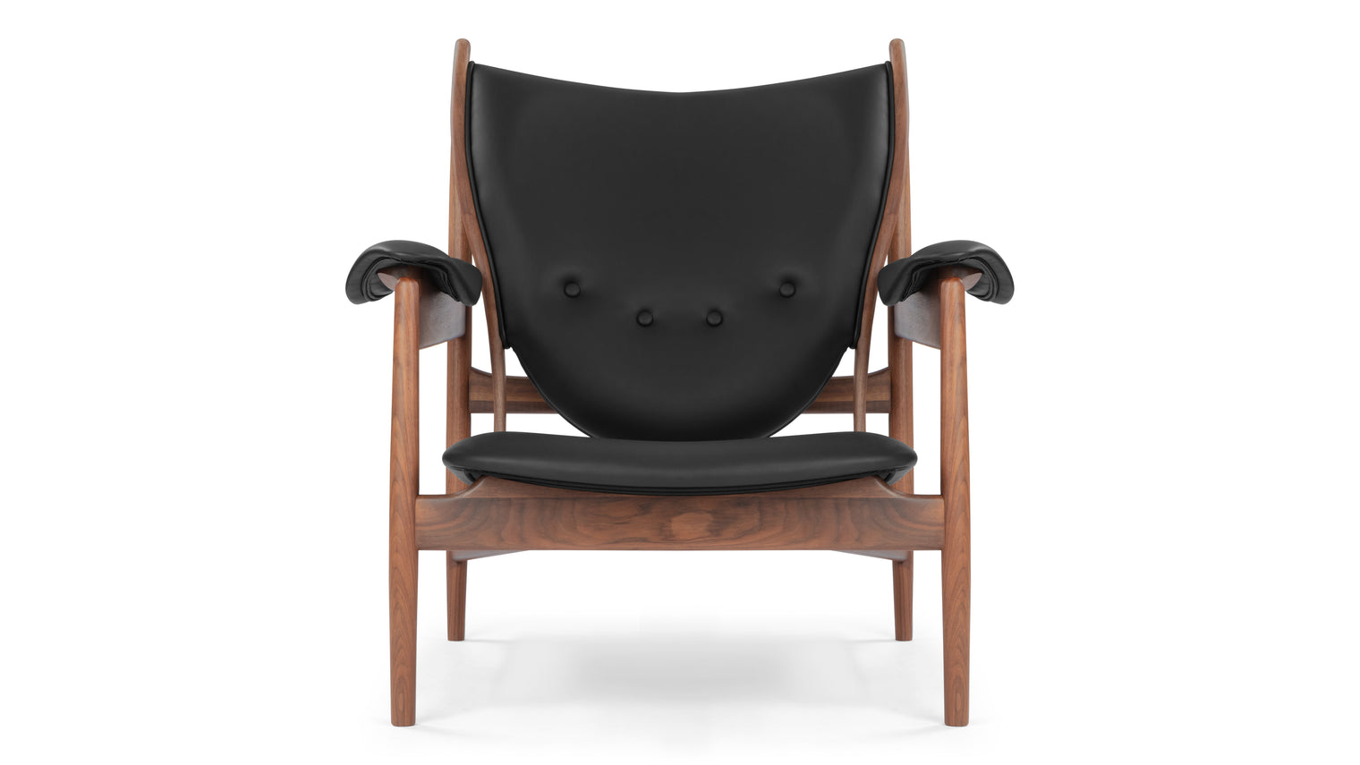 Chieftain - Chieftain Chair, Deep Black Vegan Leather and Walnut