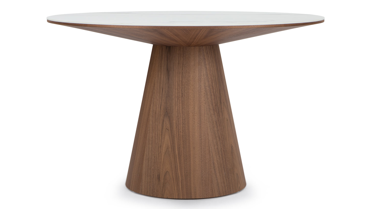 Cella - Cella Dining Table, White Ceramic and Walnut, 47in