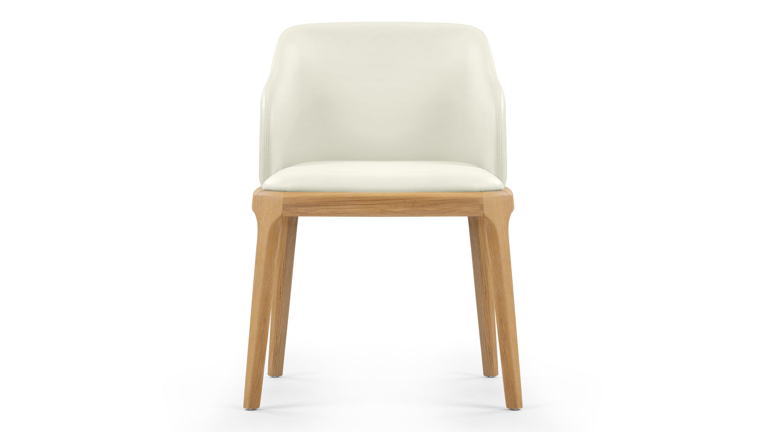 LeBlanc - LeBlanc Armchair, Eggshell Vegan Leather and Natural Ash