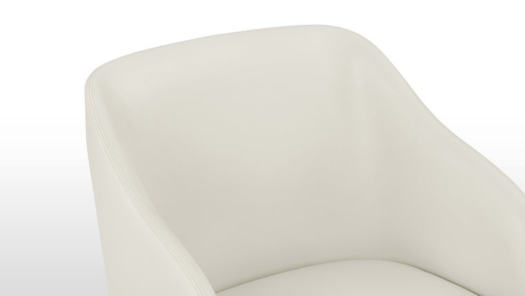 Enduring Comfort | Ergonomically curved for full body support and padded for long-lasting comfort, the design's versatile forms—side chair, armchair, or stool—make it an adaptable piece for various spaces.
