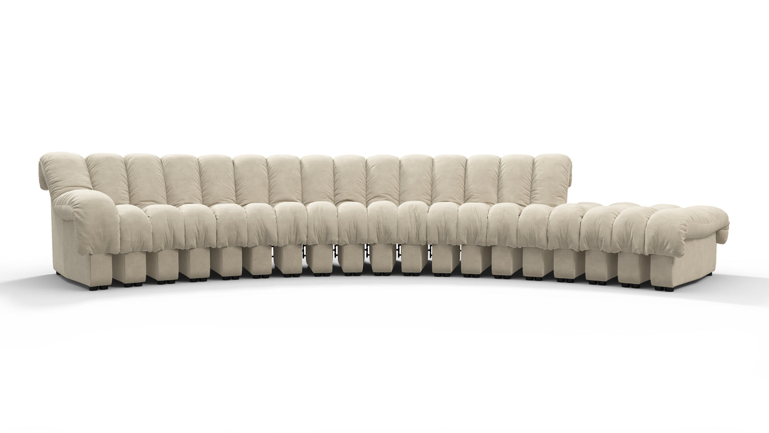 Chic Sectional | Introducing the DS 600 Sofa, an icon of avant-garde design and a true testament to the visionary design. Inspired by designs of the 1970s, this sofa revolutionizes the concept of modular seating, pushing boundaries and redefining the possibilities of contemporary furniture.
