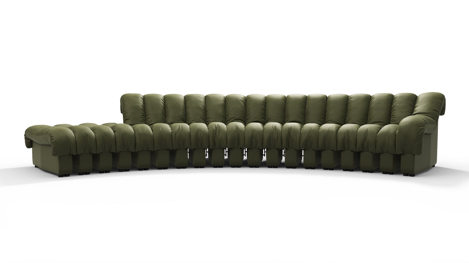 Chic Sectional | Introducing the DS 600 Sofa, an icon of avant-garde design and a true testament to the visionary design. Inspired by designs of the 1970s, this sofa revolutionizes the concept of modular seating, pushing boundaries and redefining the possibilities of contemporary furniture.
