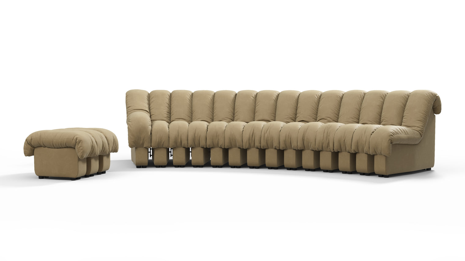 Chic Sectional | Introducing the DS 600 Sofa, an icon of avant-garde design and a true testament to the visionary design. Inspired by designs of the 1970s, this sofa revolutionizes the concept of modular seating, pushing boundaries and redefining the possibilities of contemporary furniture.
