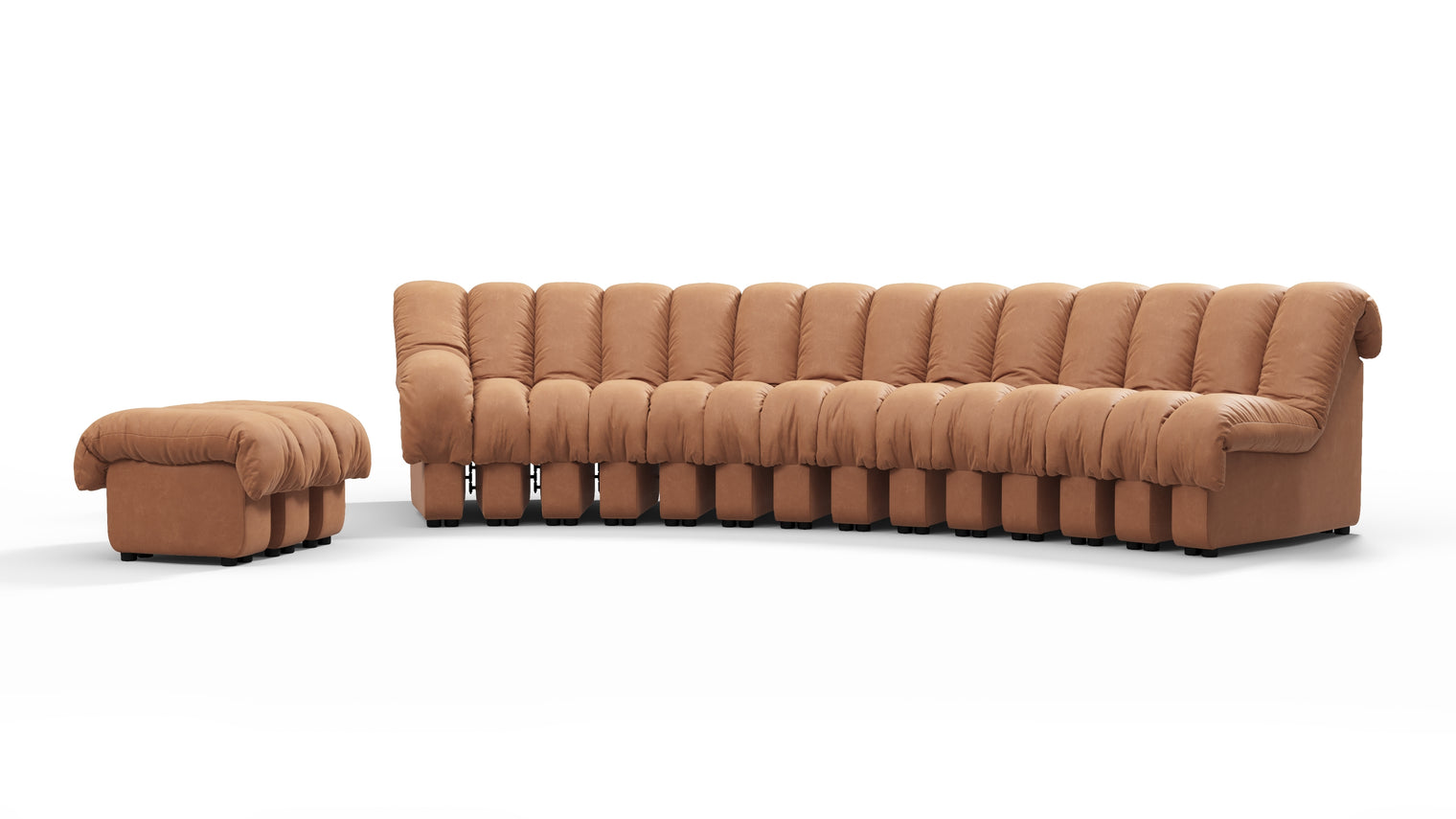 Chic Sectional | Introducing the DS 600 Sofa, an icon of avant-garde design and a true testament to the visionary design. Inspired by designs of the 1970s, this sofa revolutionizes the concept of modular seating, pushing boundaries and redefining the possibilities of contemporary furniture.
