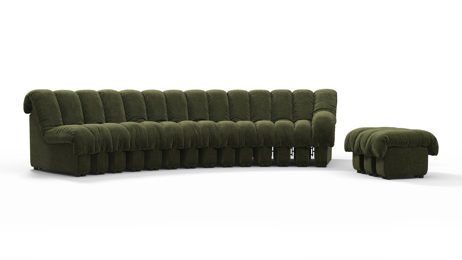 Chic Sectional | Introducing the DS 600 Sofa, an icon of avant-garde design and a true testament to the visionary design. Inspired by designs of the 1970s, this sofa revolutionizes the concept of modular seating, pushing boundaries and redefining the possibilities of contemporary furniture.
