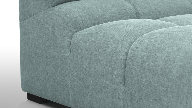 SUPERIOR COMFORT | Designed with the easy-going, informal ethos of the 1970s in mind, the Tufted modules are generously proportioned, coming together in a bench-like base with barely-there connections, allowing plenty of room for you to lean back and curl up in comfort.
