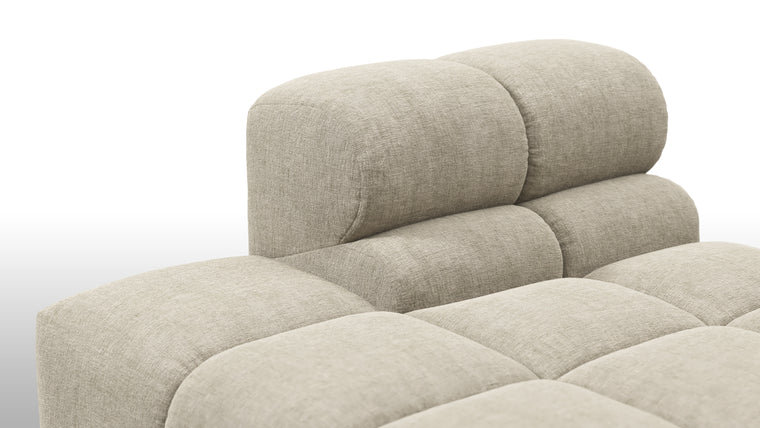 SUPERIOR COMFORT | Designed with the easy-going, informal ethos of the 1970s in mind, the Tufted modules are generously proportioned, coming together in a bench-like base with barely-there connections, allowing plenty of room for you to lean back and curl up in comfort.
