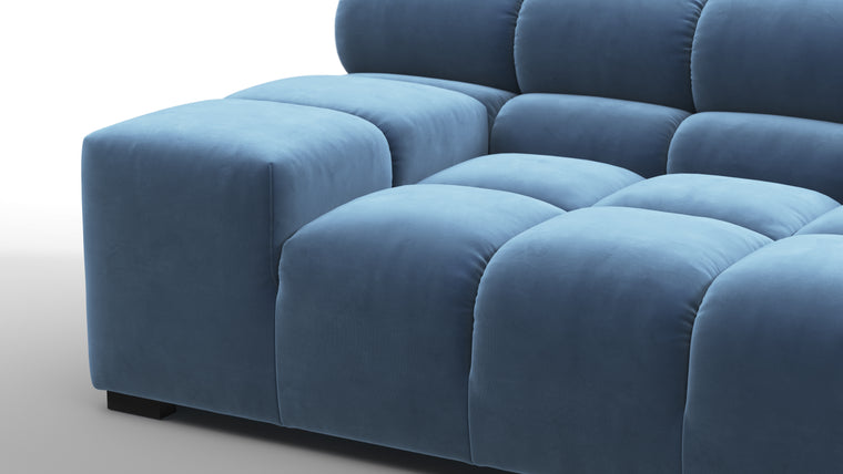 SUPERIOR COMFORT | Designed with the easy-going, informal ethos of the 1970s in mind, the Tufted modules are generously proportioned, coming together in a bench-like base with barely-there connections, allowing plenty of room for you to lean back and curl up in comfort.
