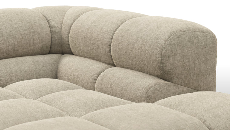 SUPERIOR COMFORT | Designed with the easy-going, informal ethos of the 1970s in mind, the Tufted modules are generously proportioned, coming together in a bench-like base with barely-there connections, allowing plenty of room for you to lean back and curl up in comfort.
