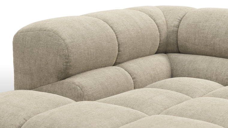 SUPERIOR COMFORT | Designed with the easy-going, informal ethos of the 1970s in mind, the Tufted modules are generously proportioned, coming together in a bench-like base with barely-there connections, allowing plenty of room for you to lean back and curl up in comfort.
