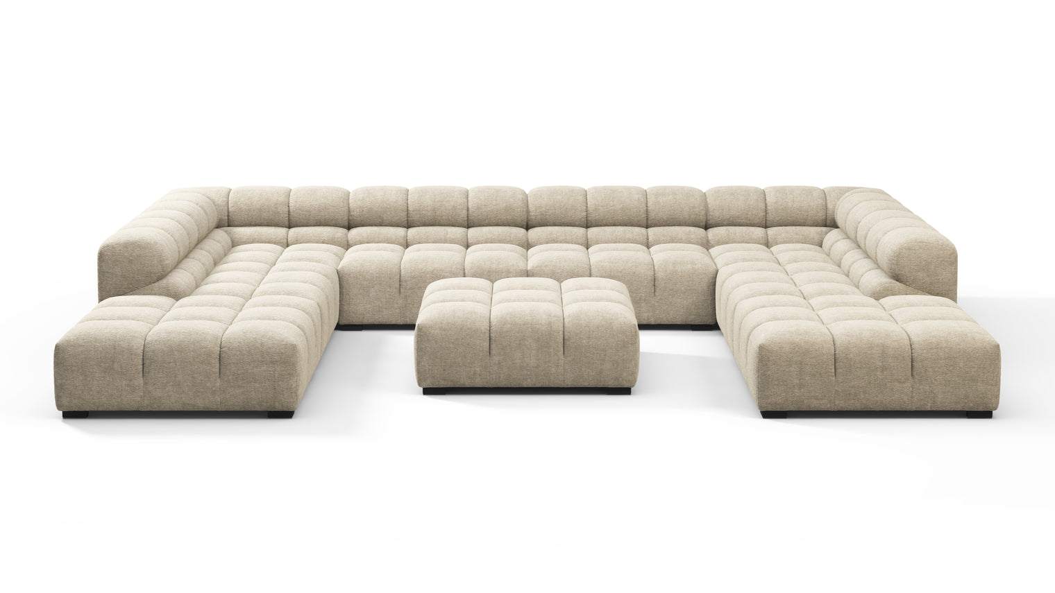 SUPERIOR COMFORT | Designed with the easy-going, informal ethos of the 1970s in mind, the Tufted modules are generously proportioned, coming together in a bench-like base with barely-there connections, allowing plenty of room for you to lean back and curl up in comfort.
