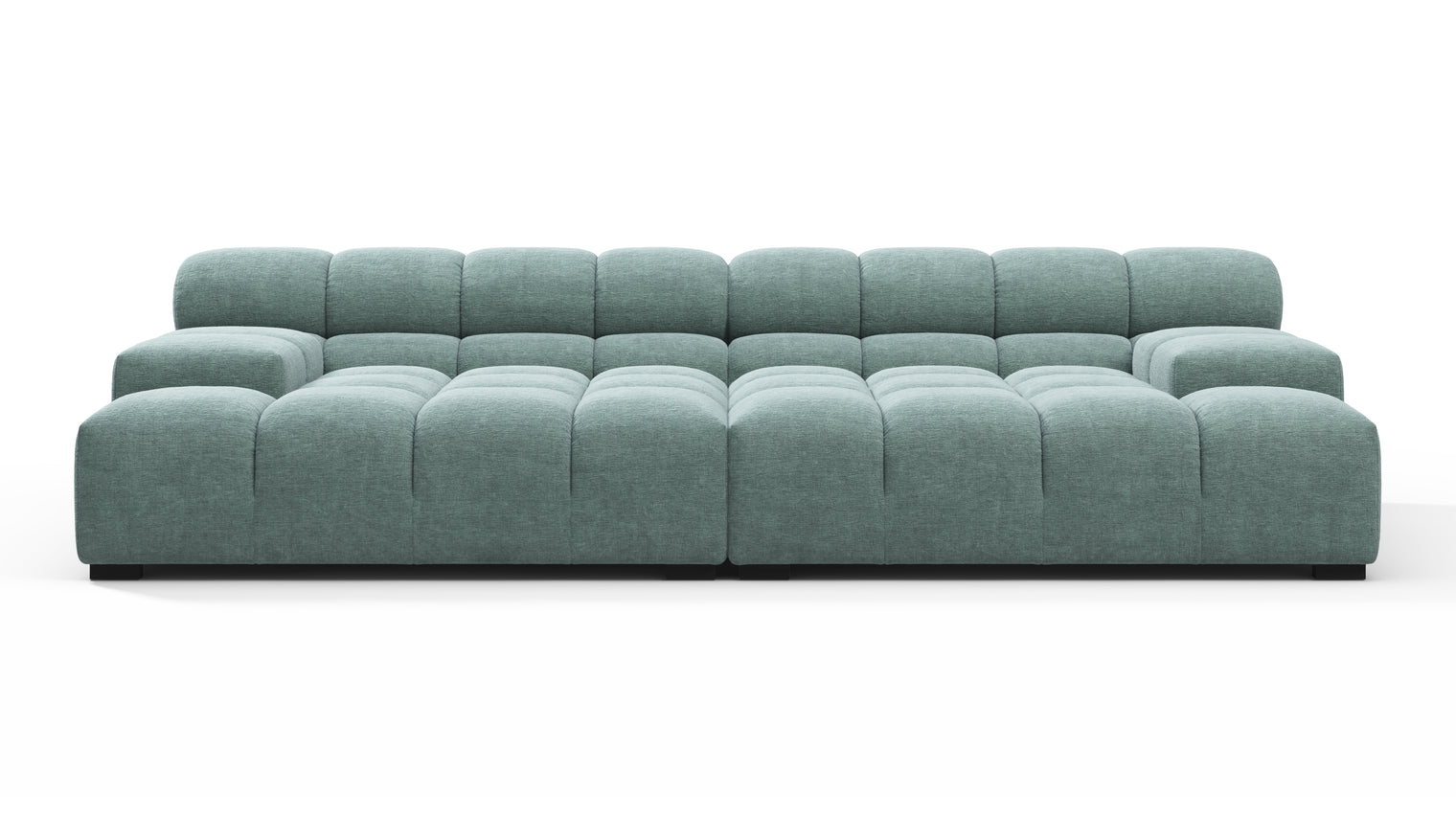 SUPERIOR COMFORT | Designed with the easy-going, informal ethos of the 1970s in mind, the Tufted modules are generously proportioned, coming together in a bench-like base with barely-there connections, allowing plenty of room for you to lean back and curl up in comfort.
