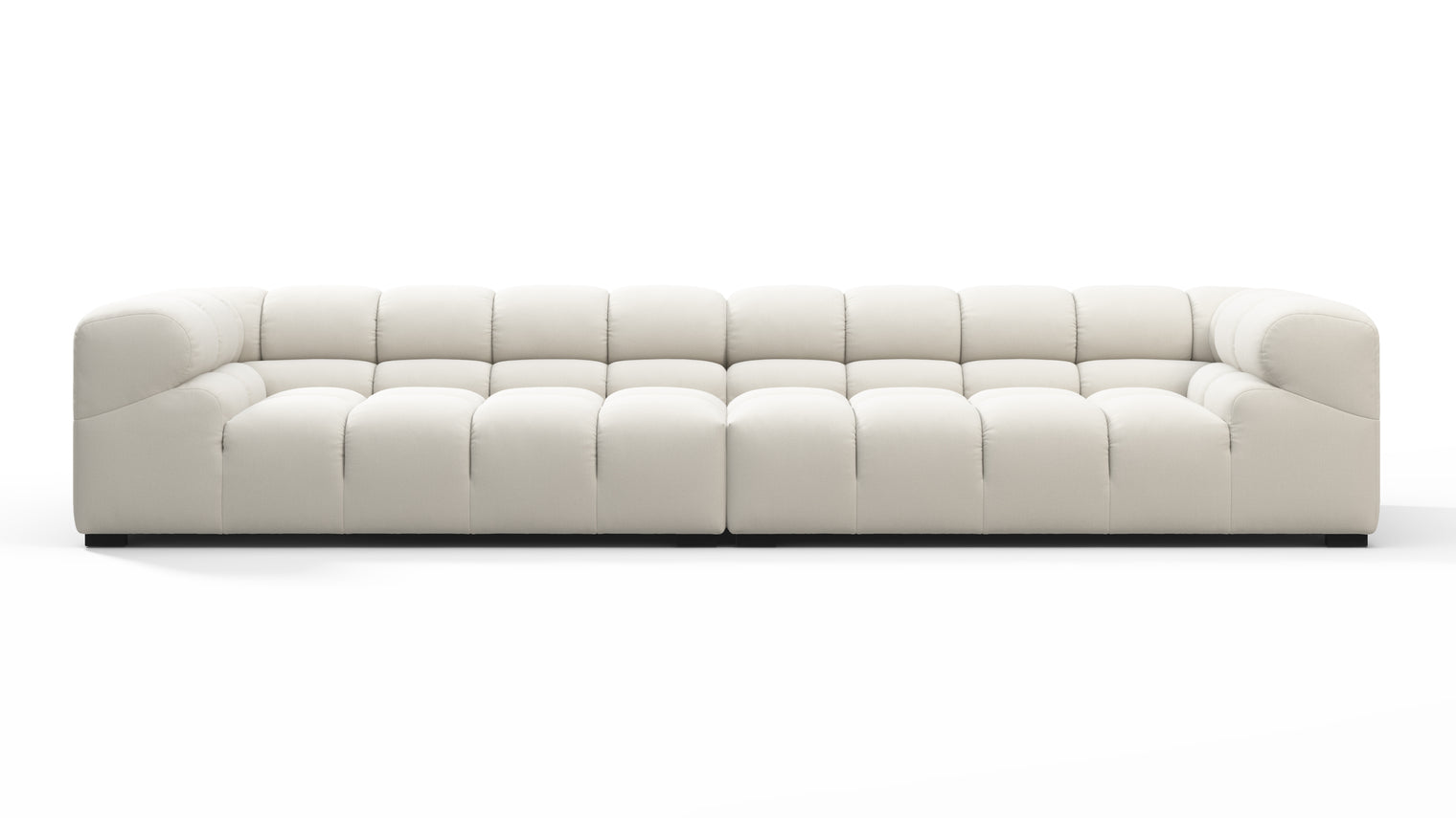 SUPERIOR COMFORT | Designed with the easy-going, informal ethos of the 1970s in mind, the Tufted modules are generously proportioned, coming together in a bench-like base with barely-there connections, allowing plenty of room for you to lean back and curl up in comfort.
