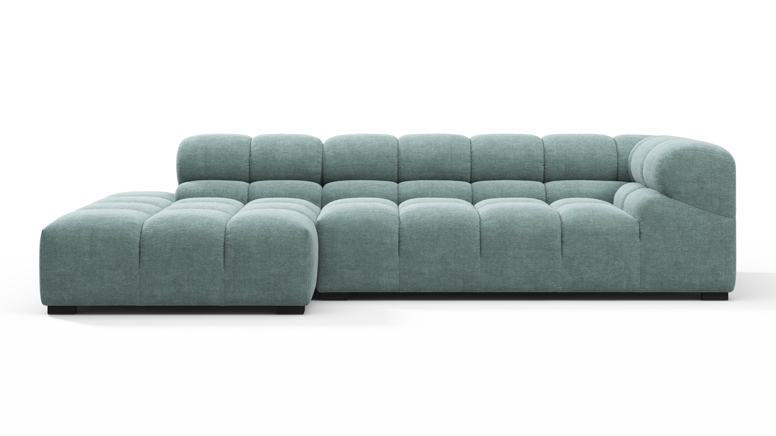 SUPERIOR COMFORT | Designed with the easy-going, informal ethos of the 1970s in mind, the Tufted modules are generously proportioned, coming together in a bench-like base with barely-there connections, allowing plenty of room for you to lean back and curl up in comfort.
