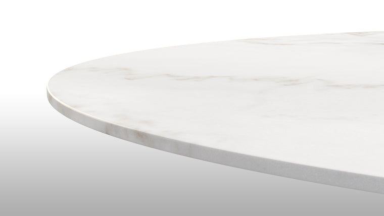 MARVELOUS MARBLE | This stylish iteration of the Aarhus Dining Table is handcrafted from only the finest materials, including a stunning white marble tabletop that’s just as beautiful as it is functional.
