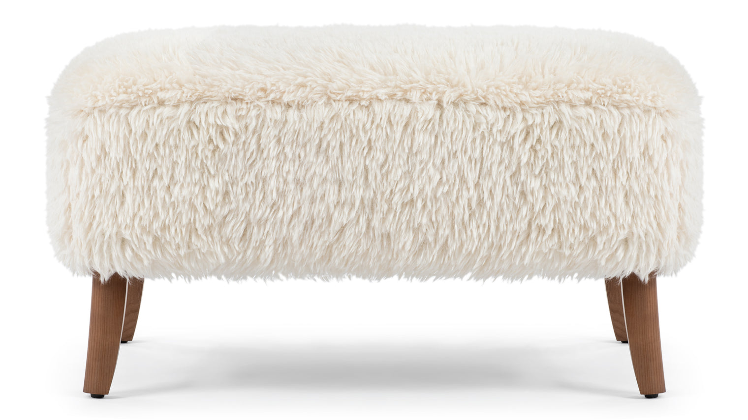 Yeti - Yeti Cabana Ottoman, White Long Hair Sherpa and Walnut