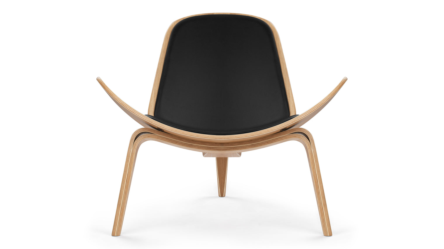 Shell - Shell Lounge Chair, Deep Black Vegan Leather and Oak