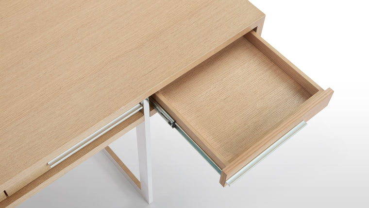 Top to Bottom | From its spacious surface to the roomy drawers, this desk gives you space for showcasing, storing, and utilizing what you love most. Keep your workspace clean, clear, and clutter-free without compromising on style.
