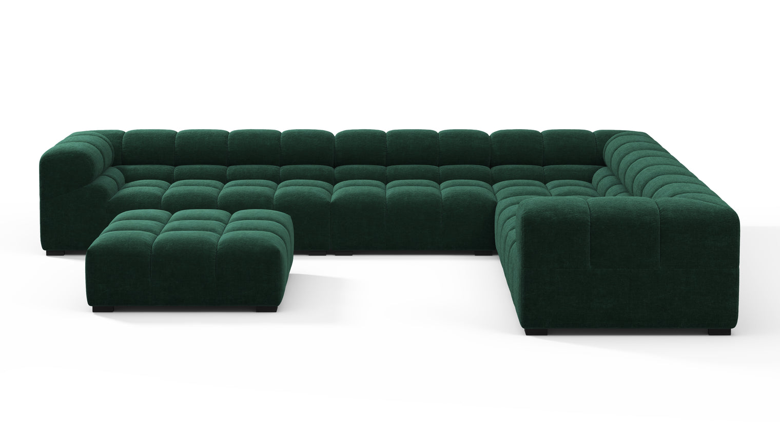 SUPERIOR COMFORT | Designed with the easy-going, informal ethos of the 1970s in mind, the Tufted modules are generously proportioned, coming together in a bench-like base with barely-there connections, allowing plenty of room for you to lean back and curl up in comfort.
