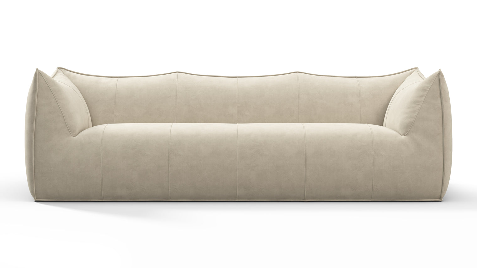 Leandro - Leandro Three Seater Sofa, Eggshell Vegan Suede
