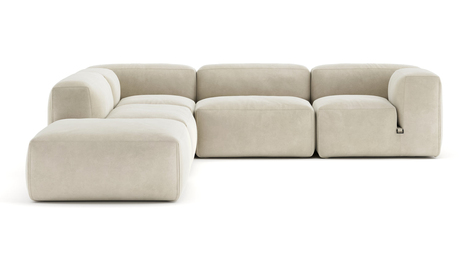 A Modern Invitation | The Le Mura Sectional exudes a modern yet inviting vibe with its soft, geometric shapes and neutral tones, seamlessly fitting into any design scheme. Its puffy design adds a touch of laid-back luxury to any room.
