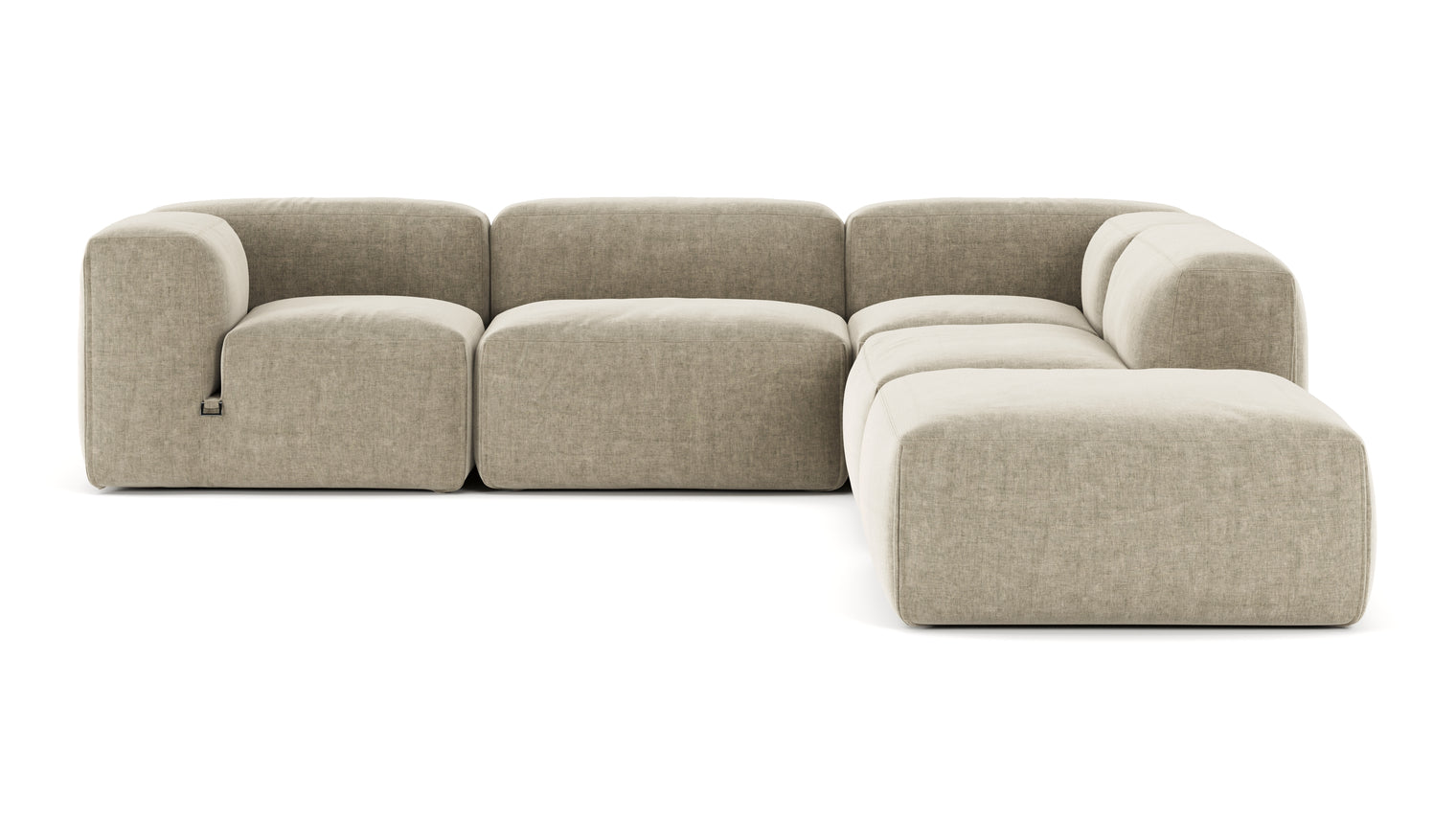 A Modern Invitation | The Le Mura Sectional exudes a modern yet inviting vibe with its soft, geometric shapes and neutral tones, seamlessly fitting into any design scheme. Its puffy design adds a touch of laid-back luxury to any room.
