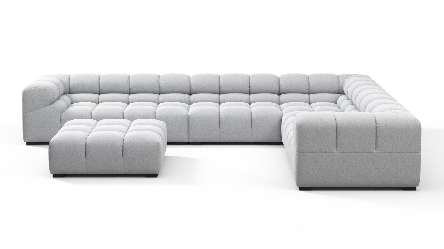 SUPERIOR COMFORT | Designed with the easy-going, informal ethos of the 1970s in mind, the Tufted modules are generously proportioned, coming together in a bench-like base with barely-there connections, allowing plenty of room for you to lean back and curl up in comfort.
