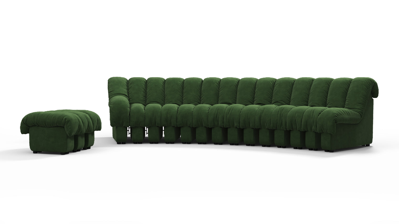 Chic Sectional | Introducing the DS 600 Sofa, an icon of avant-garde design and a true testament to the visionary design. Inspired by designs of the 1970s, this sofa revolutionizes the concept of modular seating, pushing boundaries and redefining the possibilities of contemporary furniture.
