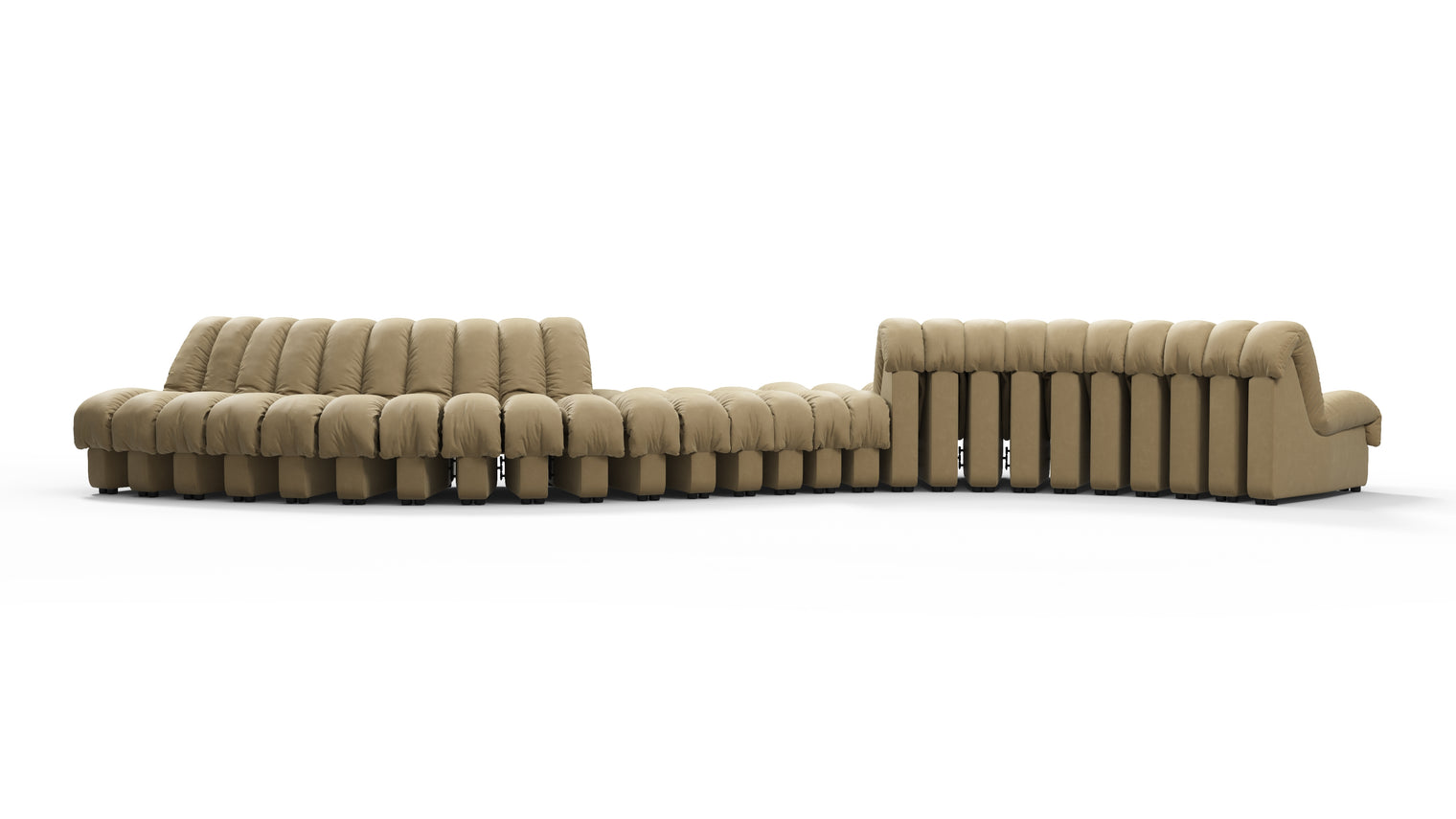 Chic Sectional | Introducing the DS 600 Sofa, an icon of avant-garde design and a true testament to the visionary design. Inspired by designs of the 1970s, this sofa revolutionizes the concept of modular seating, pushing boundaries and redefining the possibilities of contemporary furniture.
