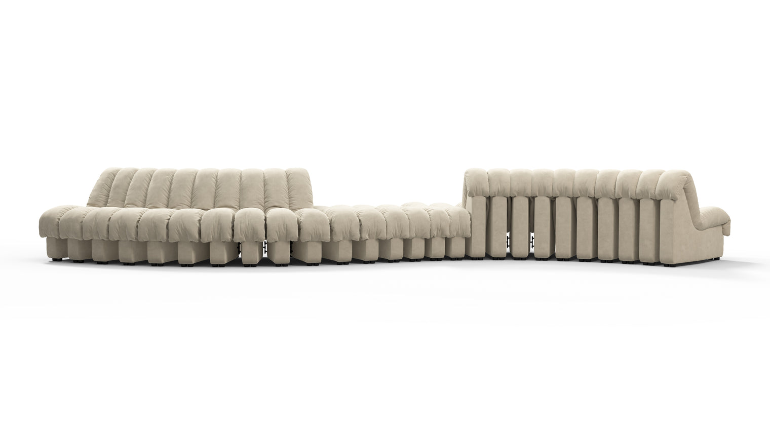 Chic Sectional | Introducing the DS 600 Sofa, an icon of avant-garde design and a true testament to the visionary design. Inspired by designs of the 1970s, this sofa revolutionizes the concept of modular seating, pushing boundaries and redefining the possibilities of contemporary furniture.
